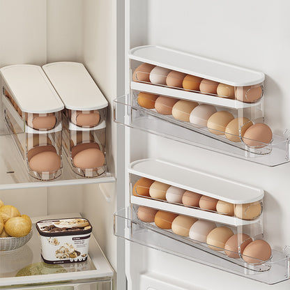エッグフロー EggFlow｜自動ローリング卵ケース 2段式｜省スペース冷蔵庫収納・割れ防止・取り出し簡単