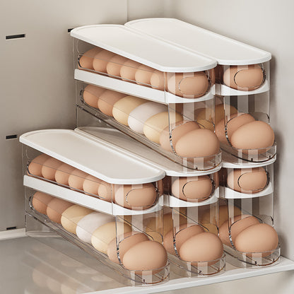 エッグフロー EggFlow｜自動ローリング卵ケース 2段式｜省スペース冷蔵庫収納・割れ防止・取り出し簡単