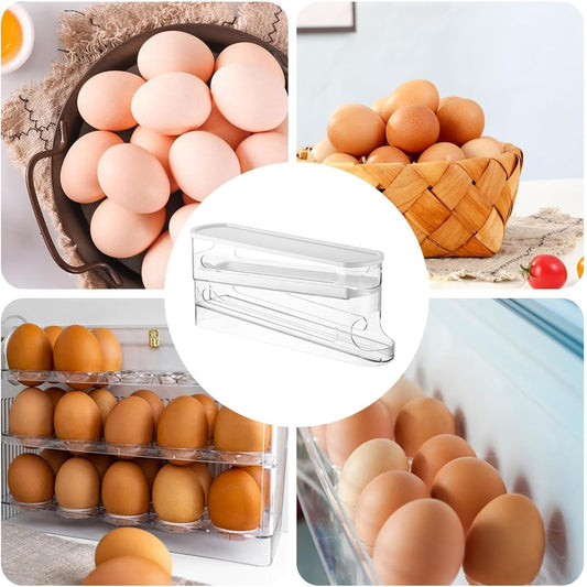 エッグフロー EggFlow｜自動ローリング卵ケース 2段式｜省スペース冷蔵庫収納・割れ防止・取り出し簡単