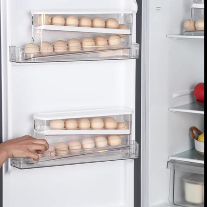 エッグフロー EggFlow｜自動ローリング卵ケース 2段式｜省スペース冷蔵庫収納・割れ防止・取り出し簡単